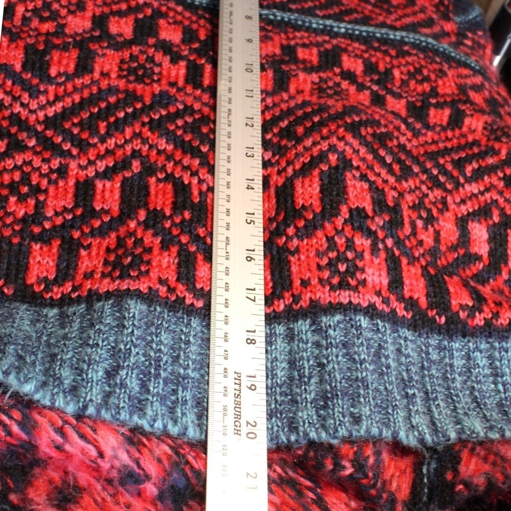 Blue Rain $68 Sm/Medium Red Blue Aztec Pattern Open Front Draped Knit Cardigan - Picture 10 of 10